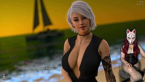 Hot anime babes in public beach in Steps of debauchery