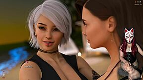 Hot anime babes in public beach in Steps of debauchery