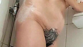 Beautiful mature woman showing her hairy genitals in this homemade video
