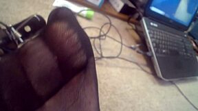 DawnSkye1962 smokes a bowl in black pantyhose