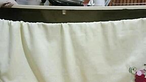 Steamy kitchen action with a tattooed redhead maid