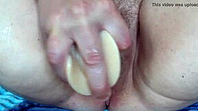 Mature Hairy WET PUSSY Sloshing in CLOSE UP FETISH! Chubby Milf Masturbates with Dildo in ASMR Action!