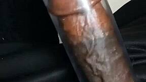 A beautiful black teen gives a sloppy blowjob and also spits on me