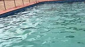 Oiled up pool party leads to intense fucking and cumshot