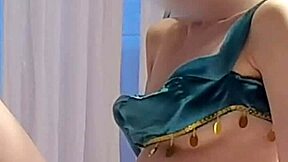 Beautiful Japanese woman in sexy costume, POV feet close up