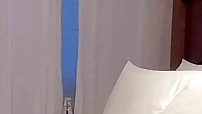 Beautiful Japanese woman in sexy costume, POV feet close up