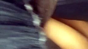 A beautiful black teen gives a sloppy blowjob and also spits on me