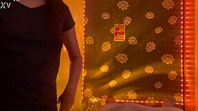 private asian massage in pov, teasing with ripped clothes for a big cock handjob