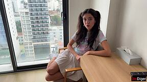 Skinny teen gets rough and messy facial in homemade video