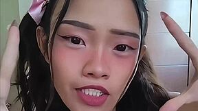Annoying cockroach bugs me while I suck myself, but I blast cum everywhere