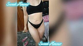 Amateur beauty in red lingerie, homemade video