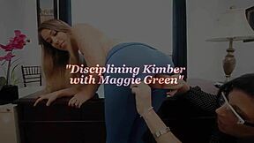 Kimber Lee, a beautiful college student with big natural breasts and perfect hourglass shape gets loved by Ms. Maggie Green in different sexual positions and oral sex