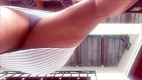 Beautiful women in outdoor locker room in this homemade video