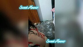 Amateur beauty in red lingerie, homemade video