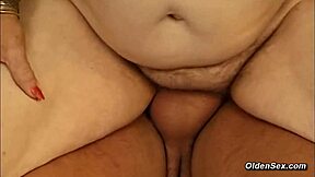 A mature German woman gives a blow job and has sex on the sofa with a man with a big penis