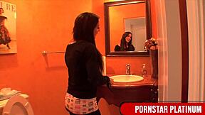 Amy Brooks has a tight ass and her small waist is masked by her big breast as she gets fucked by a big toy