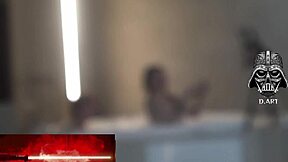 Hot scene of a motel room with a beautiful blonde and a hot bath scene