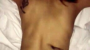 Skinny Latina in a hotel room has sex with a man