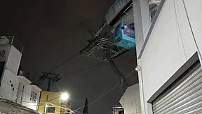 Mexi tranny shows off her skills on the cable car