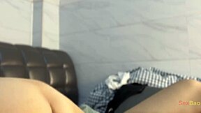 Asian teen in lingerie moans during a naughty romp