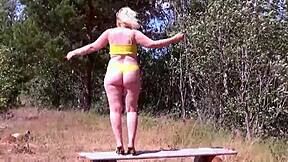 Beautiful blonde gets some beach sex with her man