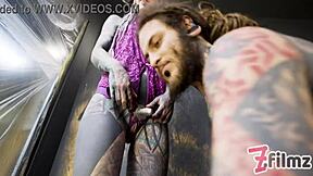 Dominatrix woman tattoos and fucks anal in femdom scene