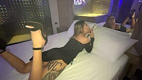 Tattooed blonde gets rough and wet in hotel room