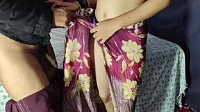 Beautiful big-boobed young Indian housewife in saree gets rough sex