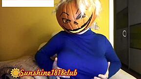 Halloween fun with big-boobed cosplayers in costumes