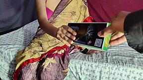 Beautiful big-boobed young Indian housewife in saree gets rough sex