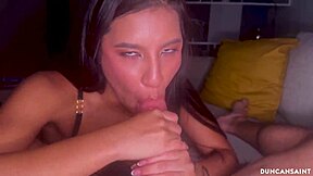 Andrea has a big dick worshiping fit as a POV couple makes love