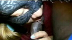 Stepdad's big black cock gets a deep throat treatment from a Latina MILF in this retro video