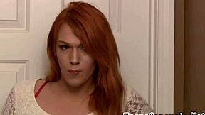 Beautiful transsexual masturbates and cums hard