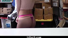 Teen shoplifter Riley's hardcore punishment and kinky domination