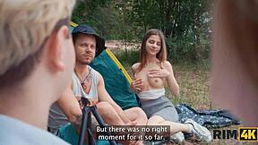 Two shy teens share a hot anal experience outdoors