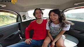 Petite teen gets spanked and fucked on a car ride