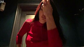 A slut in a nightclub solo pleases herself in the bathroom