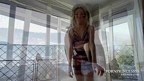 Big tits blonde gives deepthroat and rides in hotel room