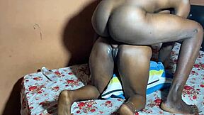 Pretty woman gets a big black dick in her mouth and vagina