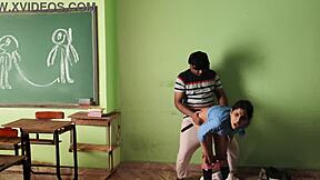 Hot Indian uniformed woman has sex in empty classroom