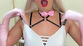 Cross dressing beauty gets her breasts stroked and teased