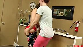 Big-boobed Sara Jay gets her big clit rubbed by a horny lesbian