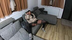 Enjoy the feeling of cum on my tender nylon underwear and down jacket