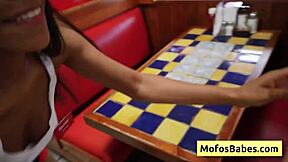 Big tits and hard pussy pounding in public dine-in