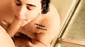 Chubby girl gets puking hot and messy in the shower