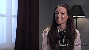 A brunette is tied up and flogged before she is given an anal sex