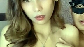Asian wife's solo and group sex with delivery boy