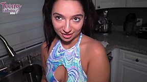 Pretty babysitter gets messy with cum inside her ass