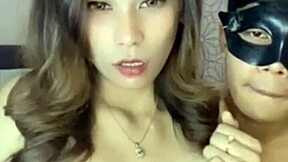 Asian wife's solo and group sex with delivery boy