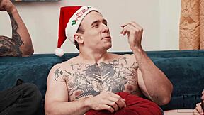 A beautiful bisexual couple’s Christmas wish comes true in a very hot scene